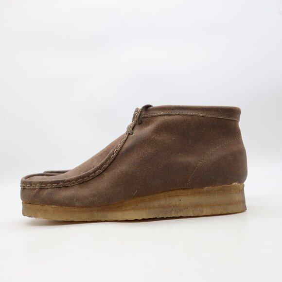 Clarks Original Wallabees Ankle Men's 10.5 Brown Leather Square Toe Tuape Suede - Picture 4 of 10